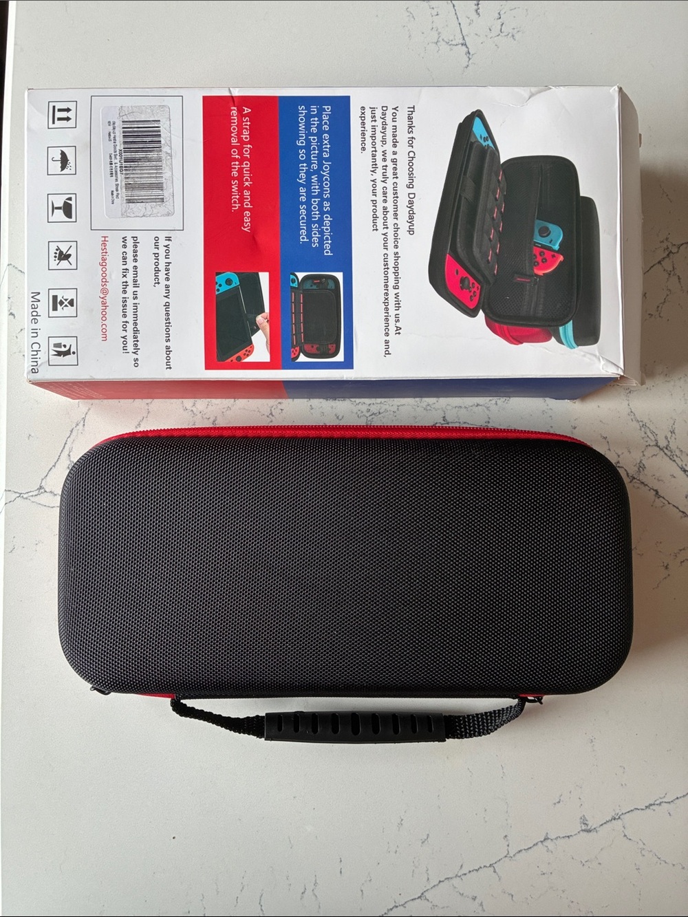 Travel Case for Handheld Game Console - Black with Red